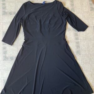 Chaps Boatneck Black A Line Modest 3/4 sleeve Dress